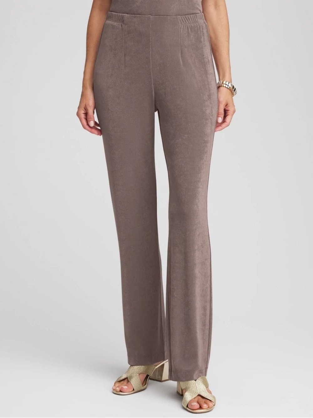 Chico's Travels Wide-Leg Pull-On Pants in Brown